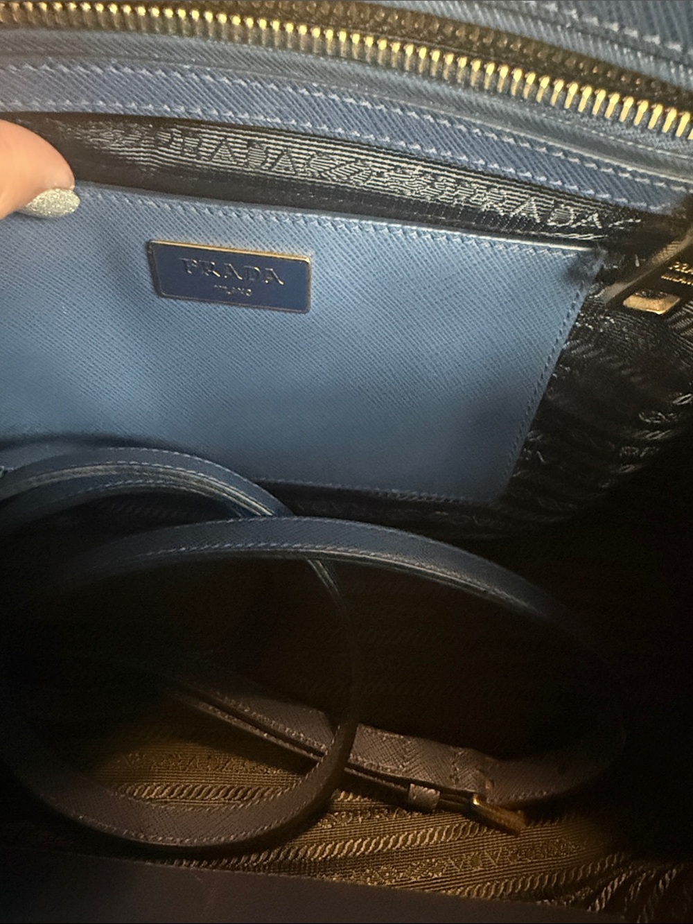 Prada Blue Saffiano Leather Satchel with Gold Hardware - Picture 6 of 9